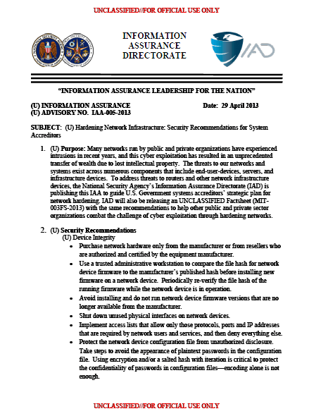 NSA-IAD-HardeningInfrastructure